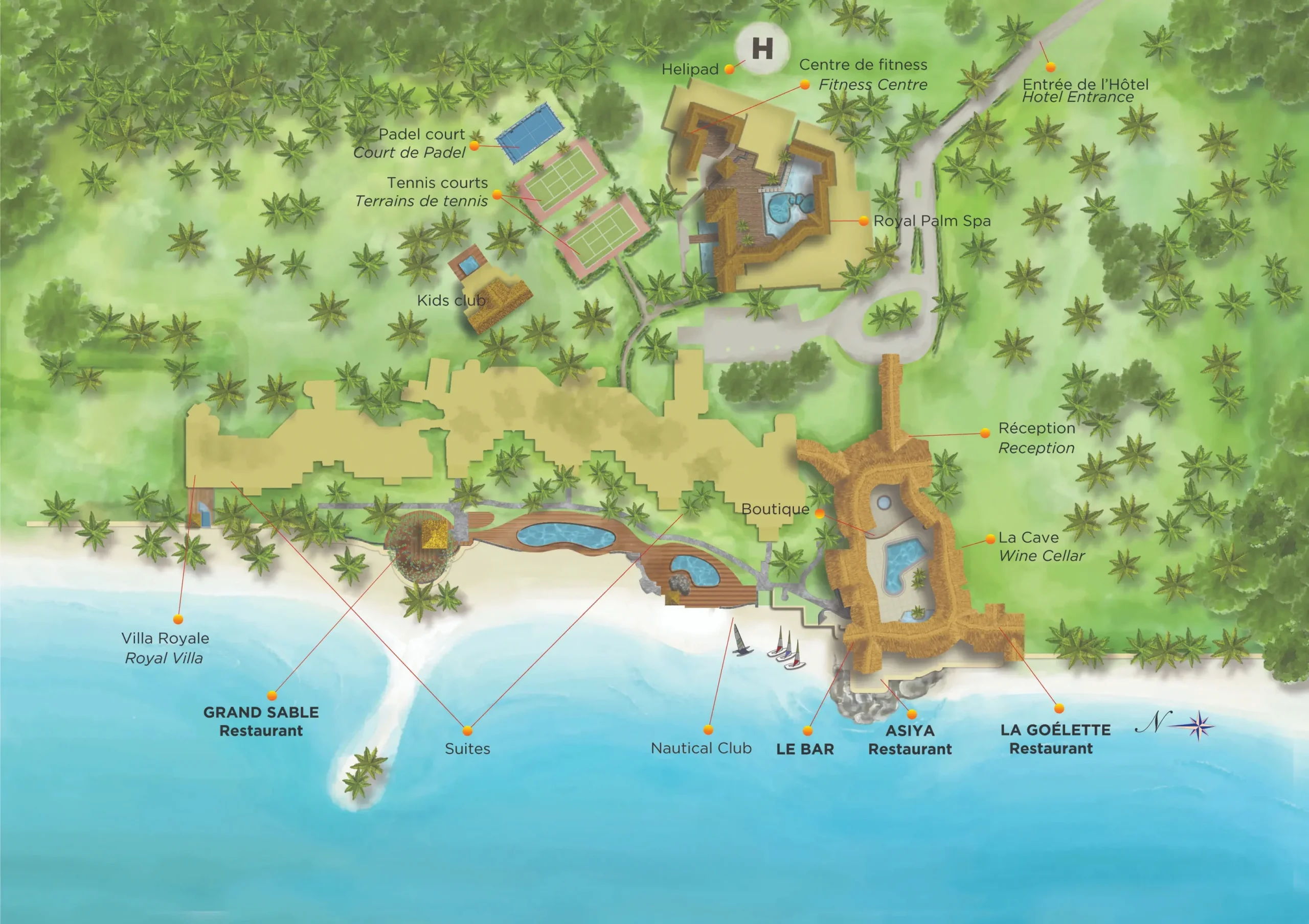 resort map of royal palm beachcomber mauritius