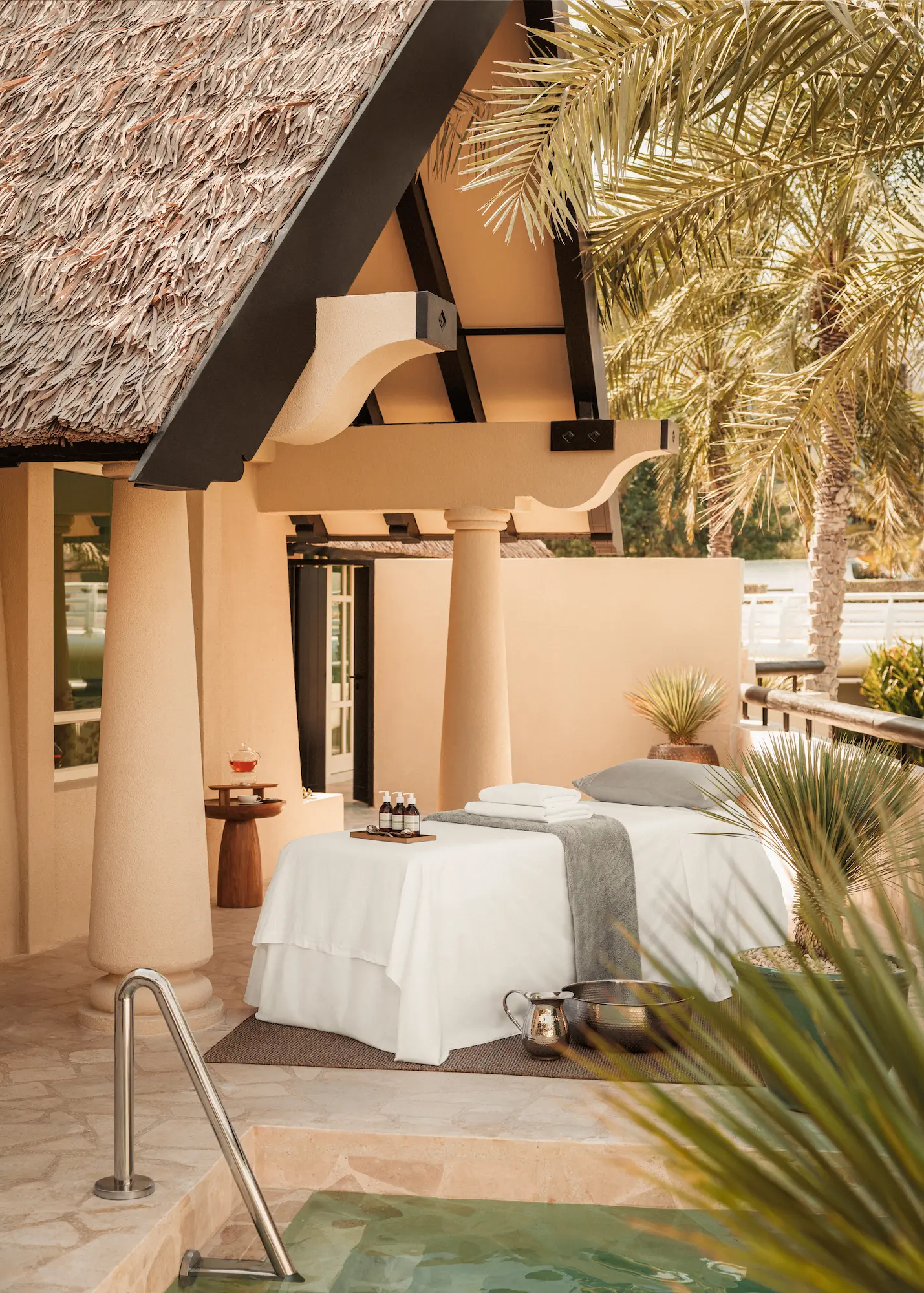 in villa spa experience at al bahar villas exterior at Jumeirah Beach Hotel with private terrace setting, tranquil surroundings and luxury wellness atmosphere