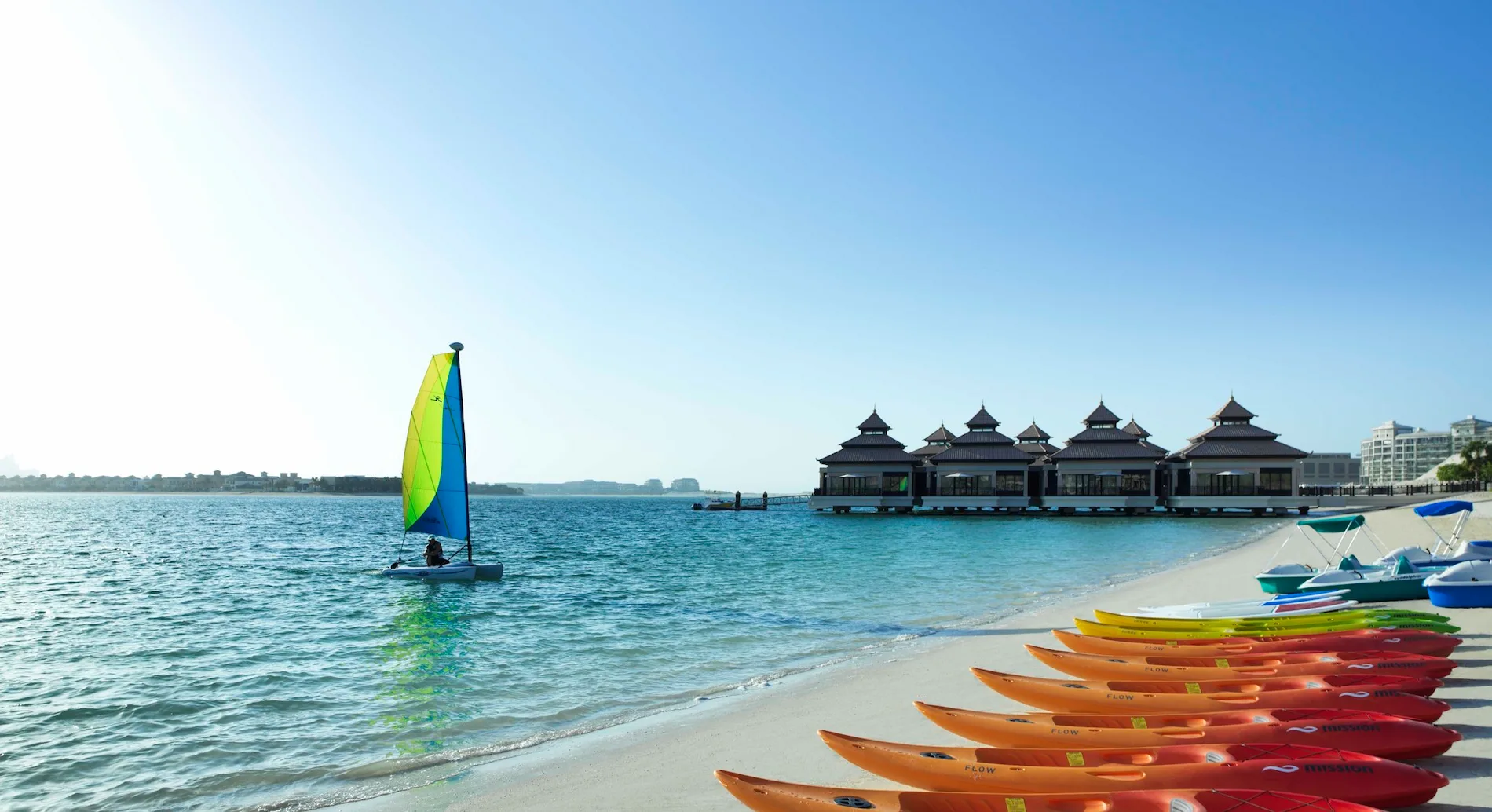 Water sports on the private beach at Anantara The Palm Dubai Resort with Arabian Gulf views