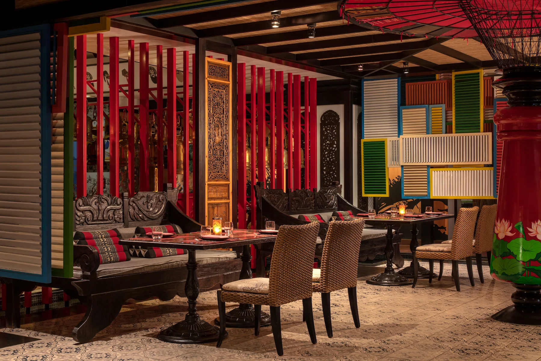 Interior of Mekong Restaurant at Anantara The Palm Dubai Resort