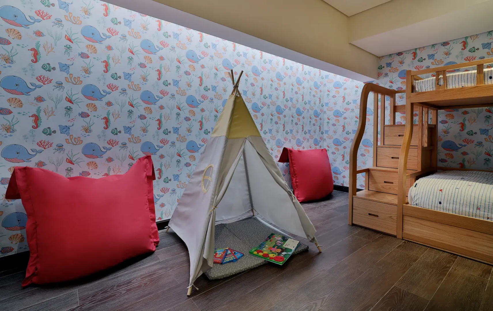 Deluxe Family Lagoon Access Room at Anantara The Palm Dubai with kids’ play area and toys