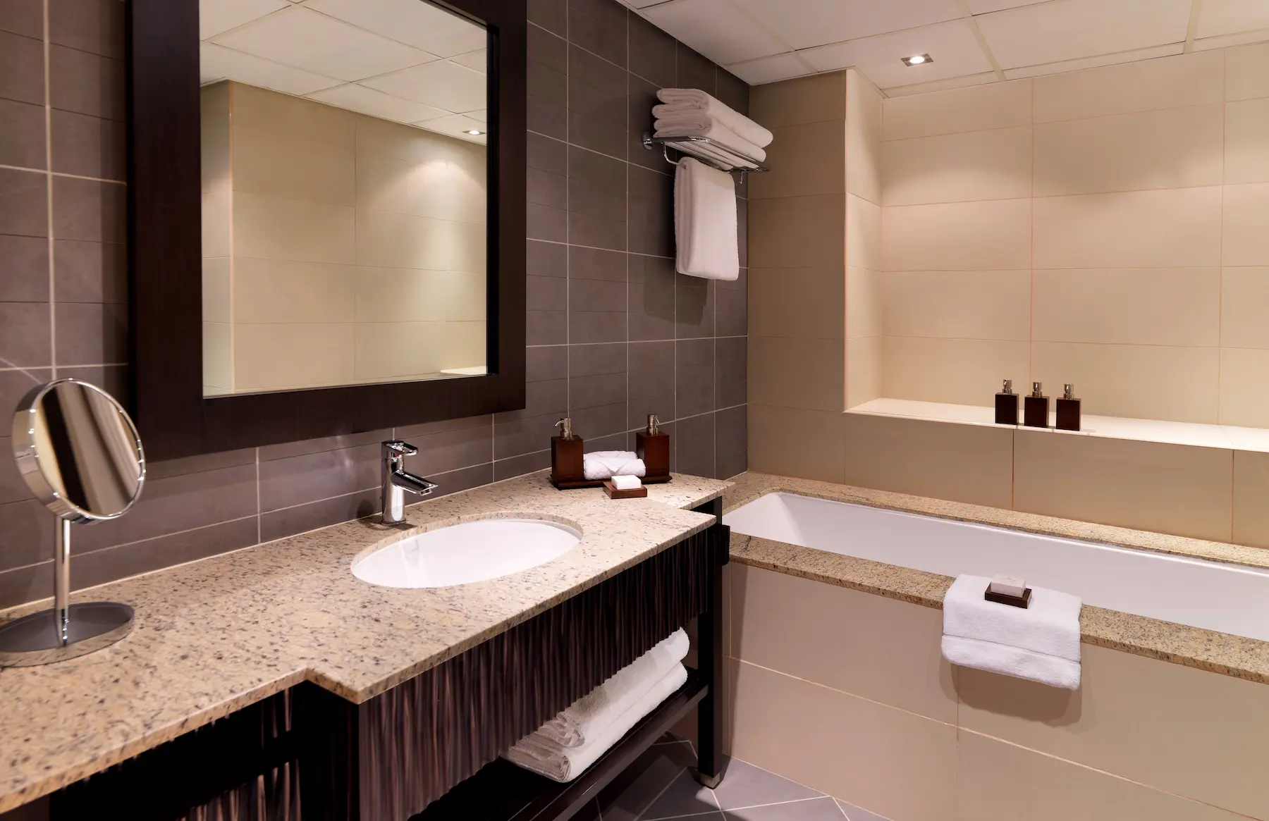 Two-Bedroom Apartment bathroom at Anantara The Palm Dubai with modern fixtures and elegant design