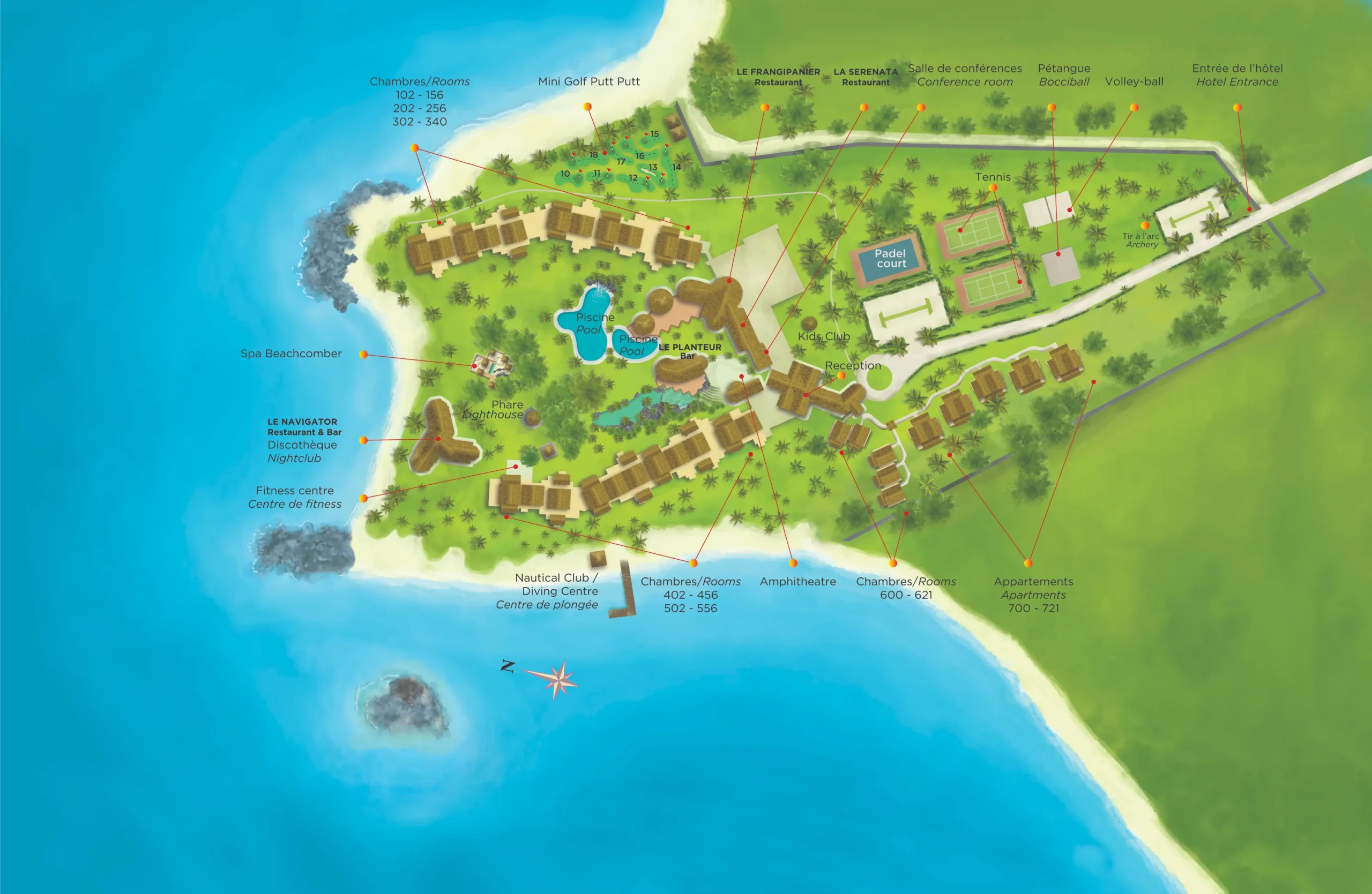 canonnier beachcomber mauritus resort map