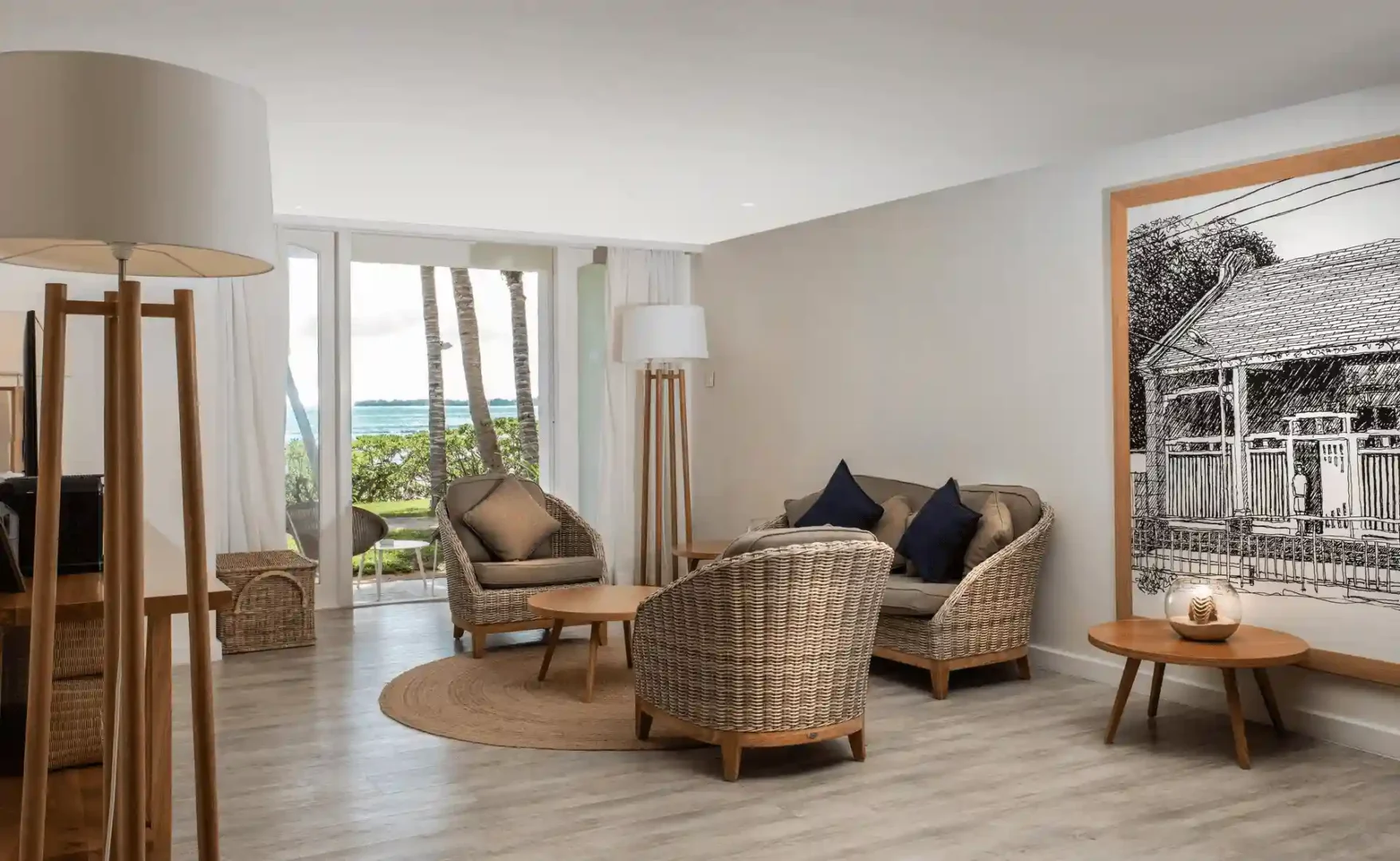 comfortable lounge chairs in canonnier suite with sea view
