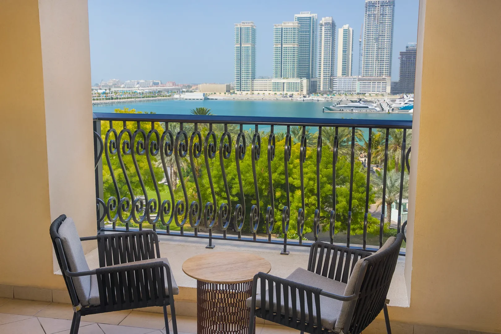 deluxe sea view room with balcony at the westin dubai mina seyahi beach resort & marina overlooking the arabian gulf