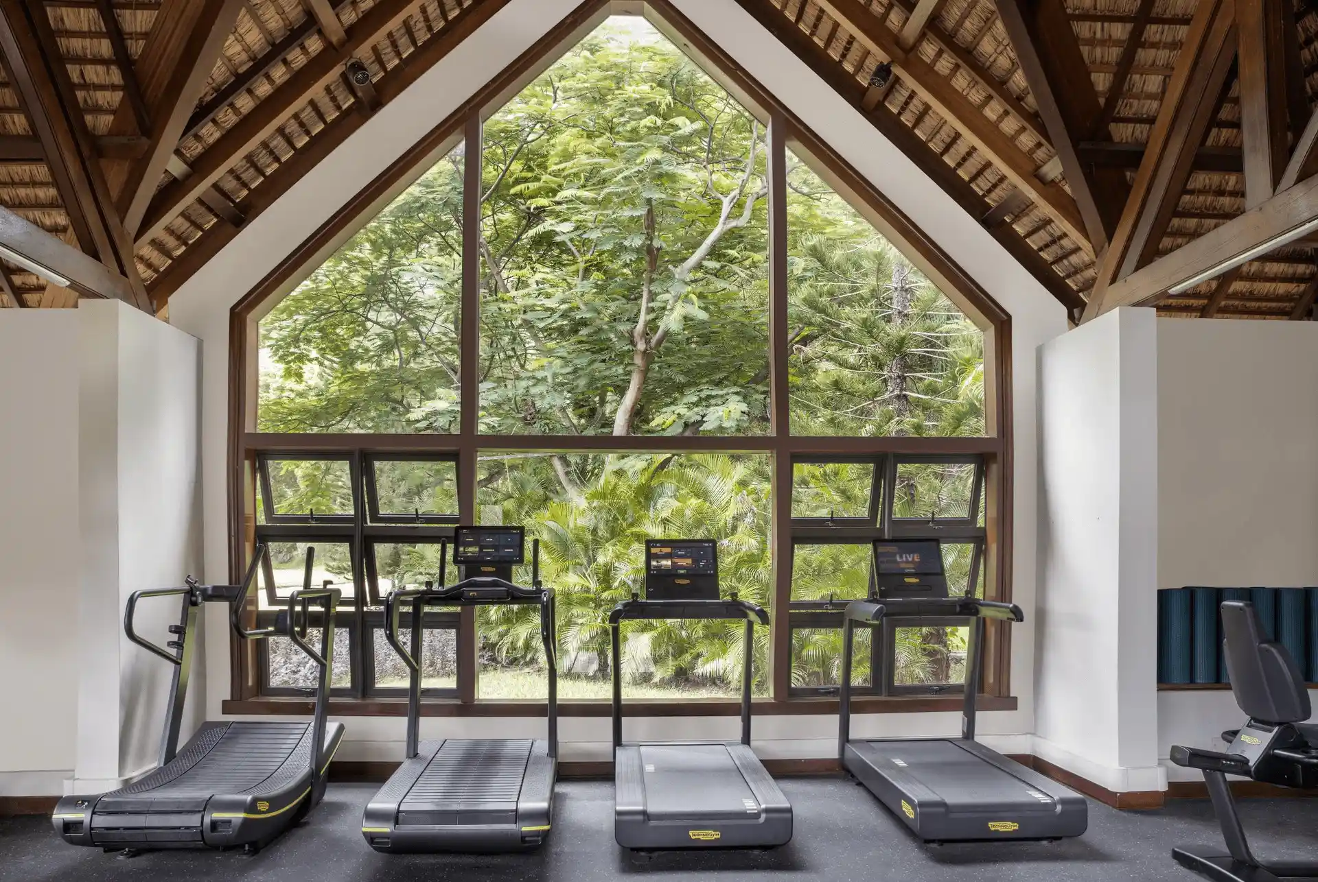 fitness center at dinarobin golf & spa resort mauritius with modern gym equipment