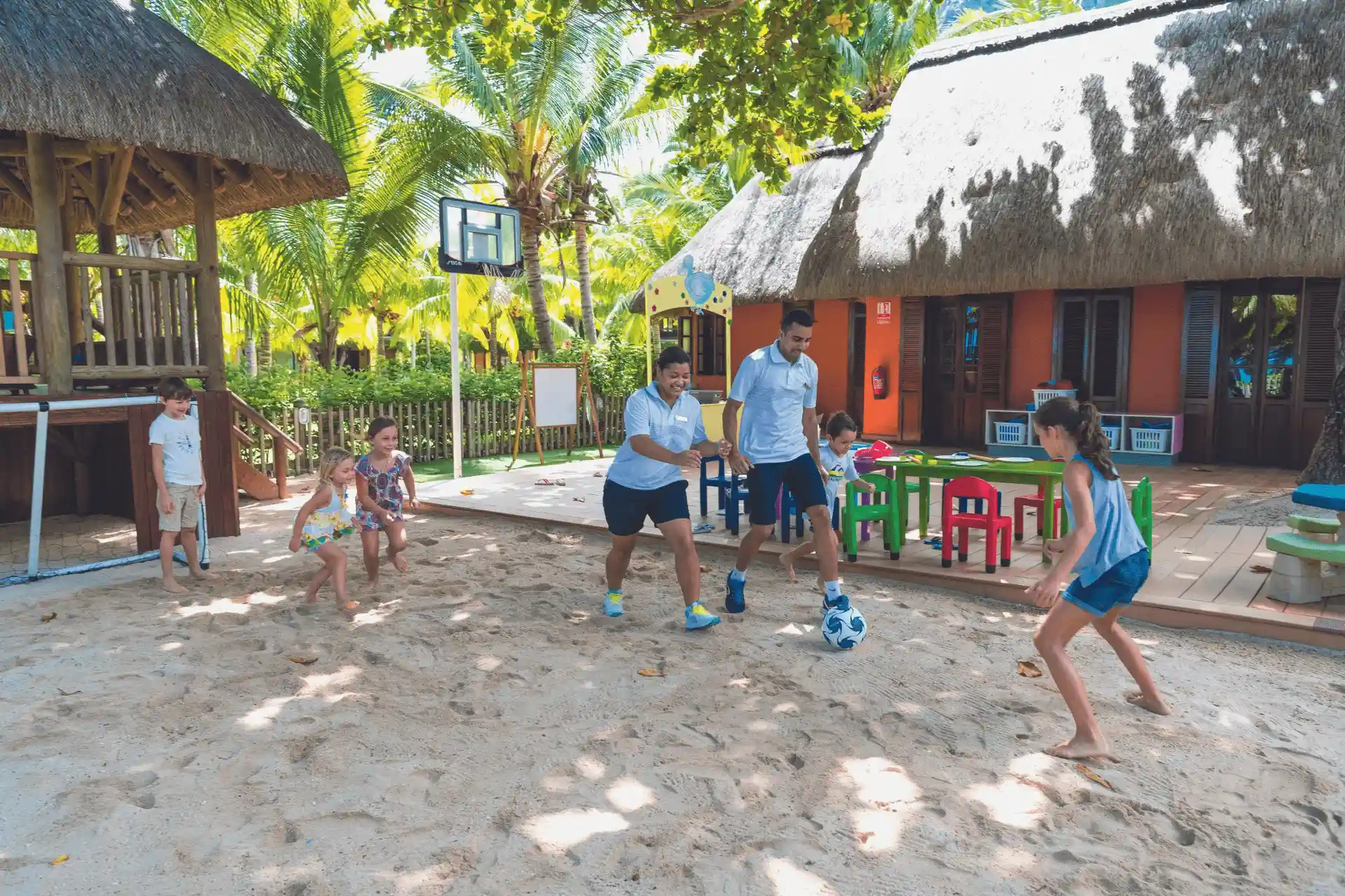 outdoor playground for kids at dinarobin mauritius resort