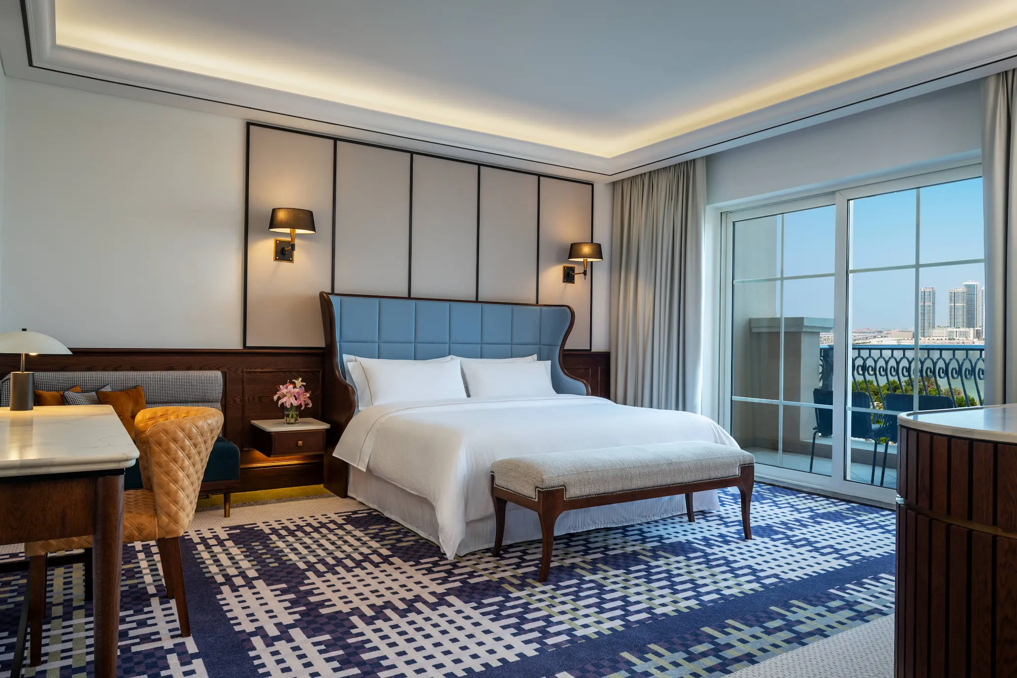 family suite bedroom at the westin dubai mina seyahi with contemporary furnishings and spacious layout