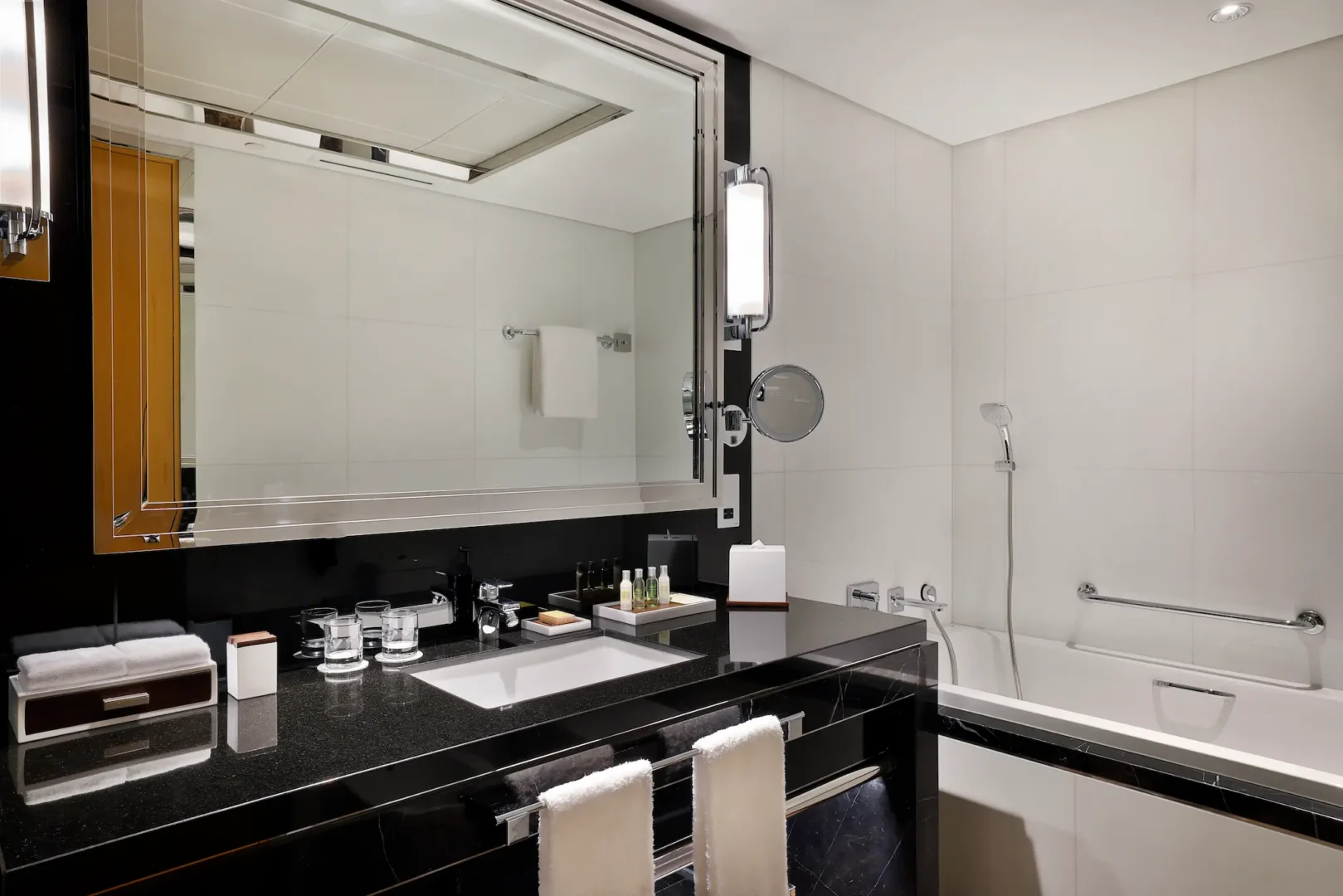 king executive room sink at hilton dubai palm jumeirah with marble vanity and modern fixtures