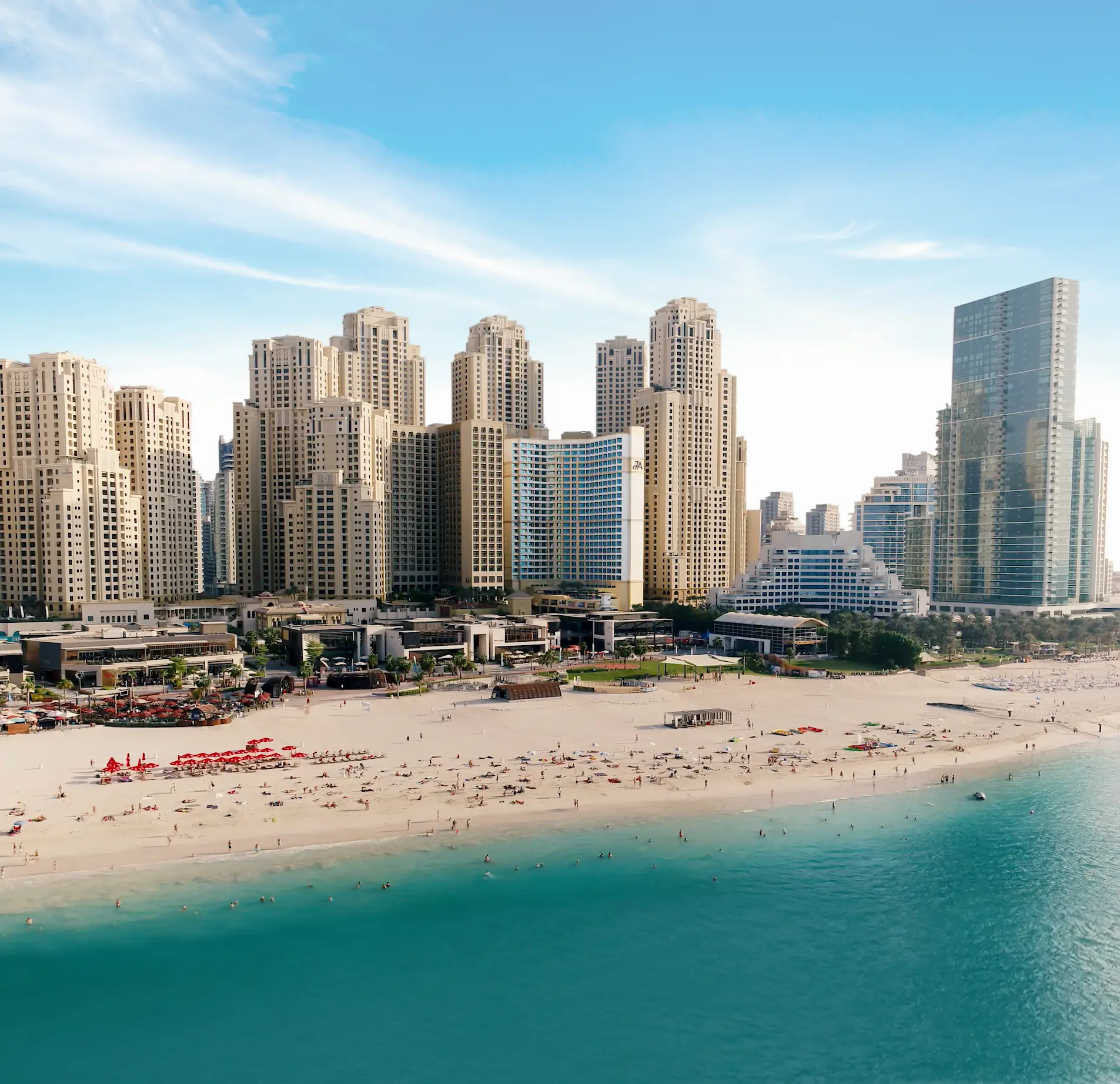 ja ocean view hotel exterior with beachfront setting and panoramic arabian gulf views