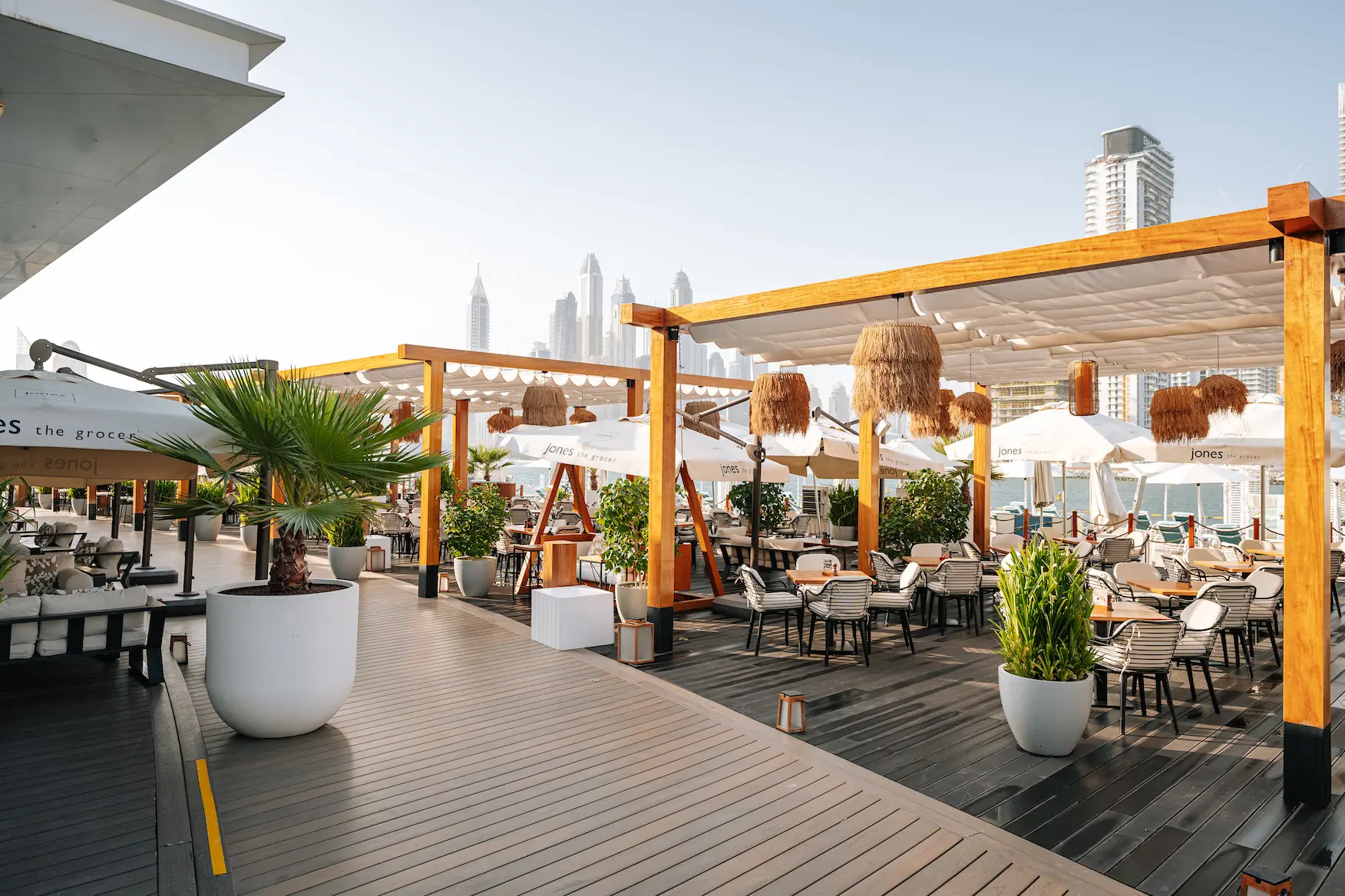 jones the grocer dubai at hilton dubai palm jumeirah with casual café seating and contemporary décor