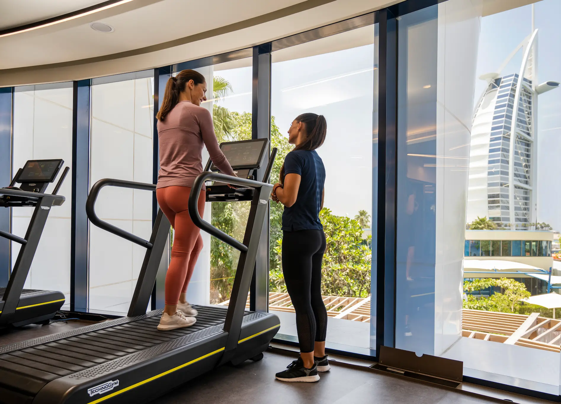 personal trainer session at j club fitness centre with burj al arab view jumeirah beach hotel