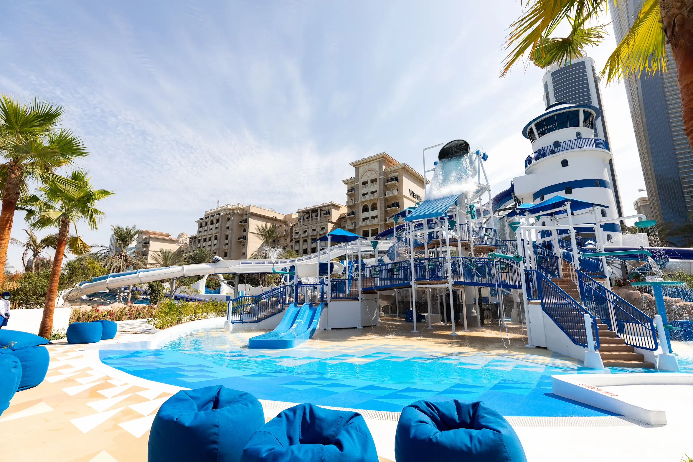 jungle bay waterpark at the westin dubai mina seyahi with family-friendly slides, splash zones, and wave pool