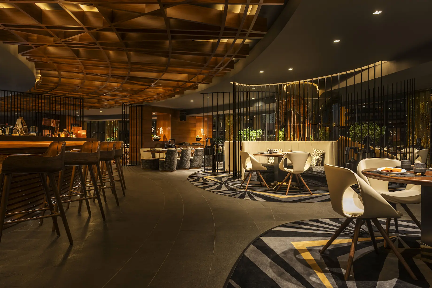 zengo restaurant interior at le royal meridien beach resort and spa dubai featuring asian-inspired décor, elegant dining tables and ambient lighting for a sophisticated culinary experience