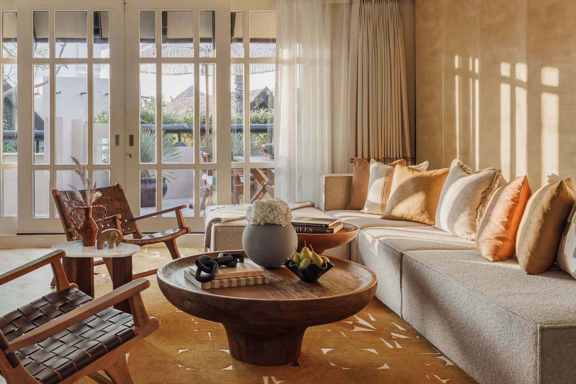 detail view of living room in one bedroom al bahar villa at Jumeirah Beach Hotel showing modern furnishings and elegant villa décor