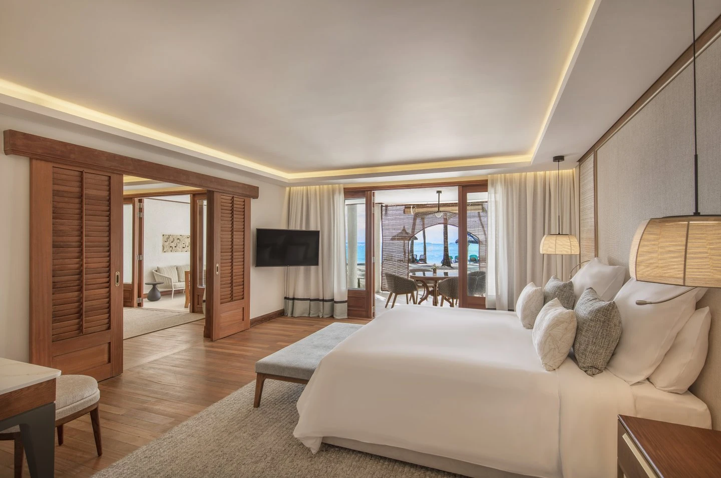 paradis two-bedroom senior beachfront family suite bedroom