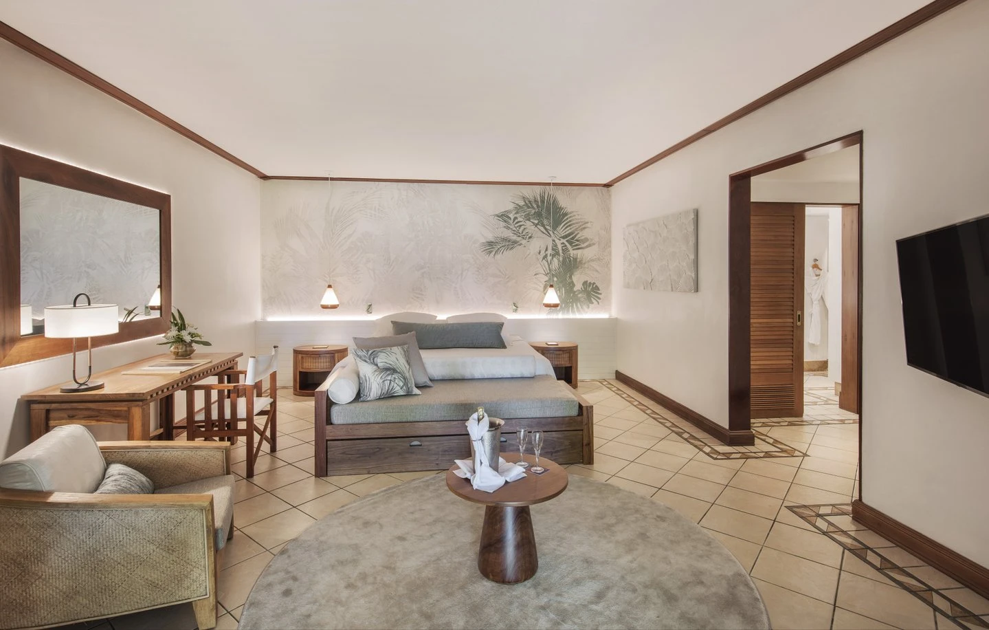 bedroom of a junior suite at paradis mauritius