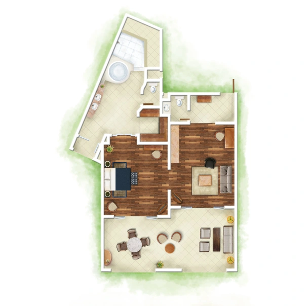 paradis senior suite with beachfront floor plan