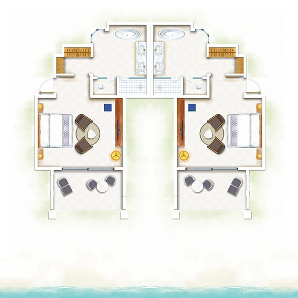 paradis two-bedroom family suite beachfront floor plan