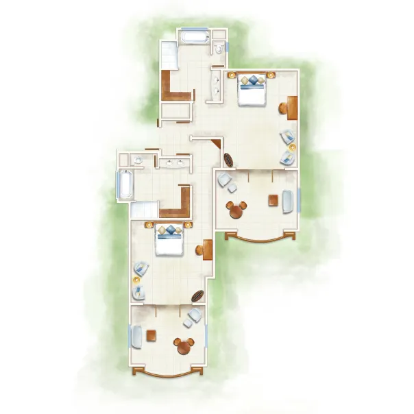 paradis two-bedroom tropical family suite floor plan