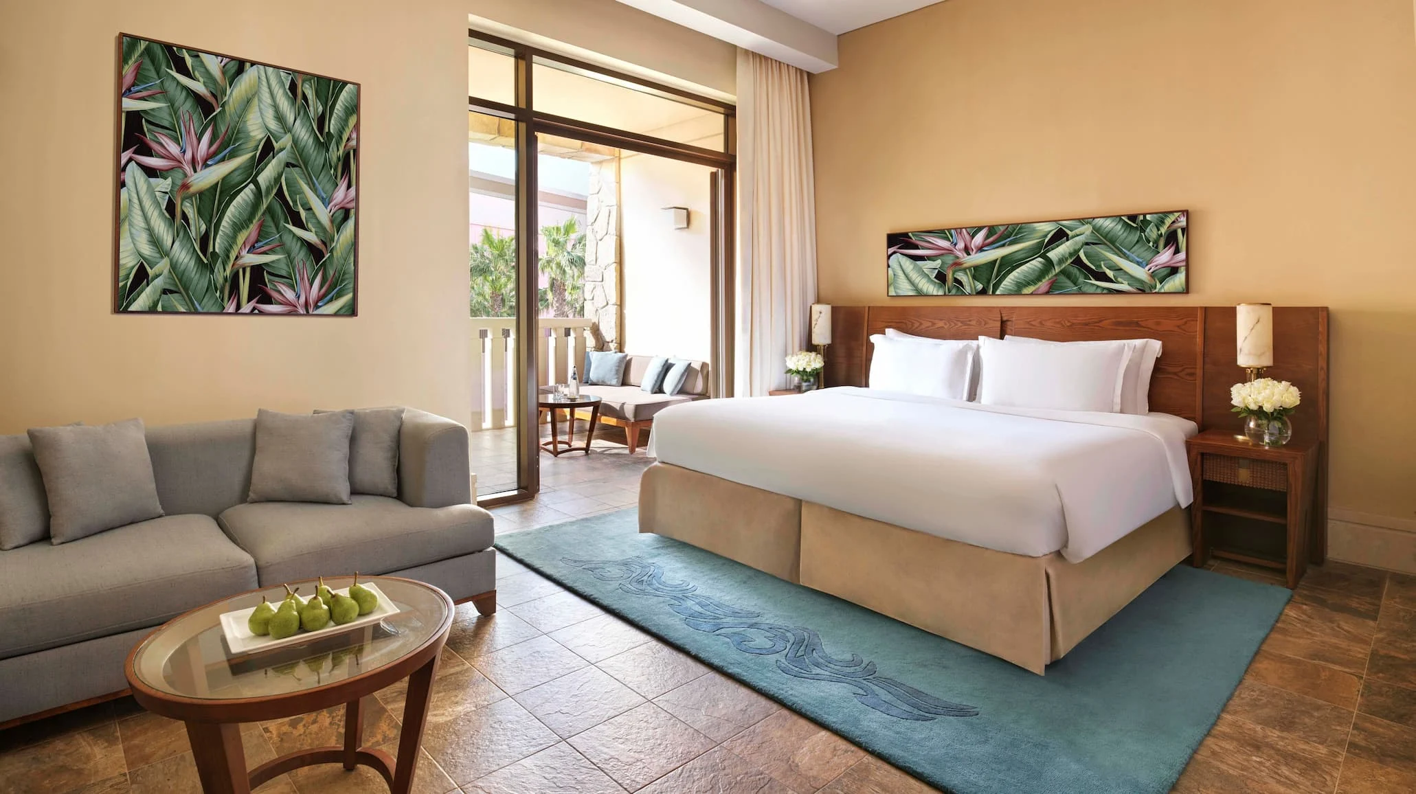 classic room at sofitel dubai the palm with modern decor, king bed, sea view balcony, and elegant furnishings