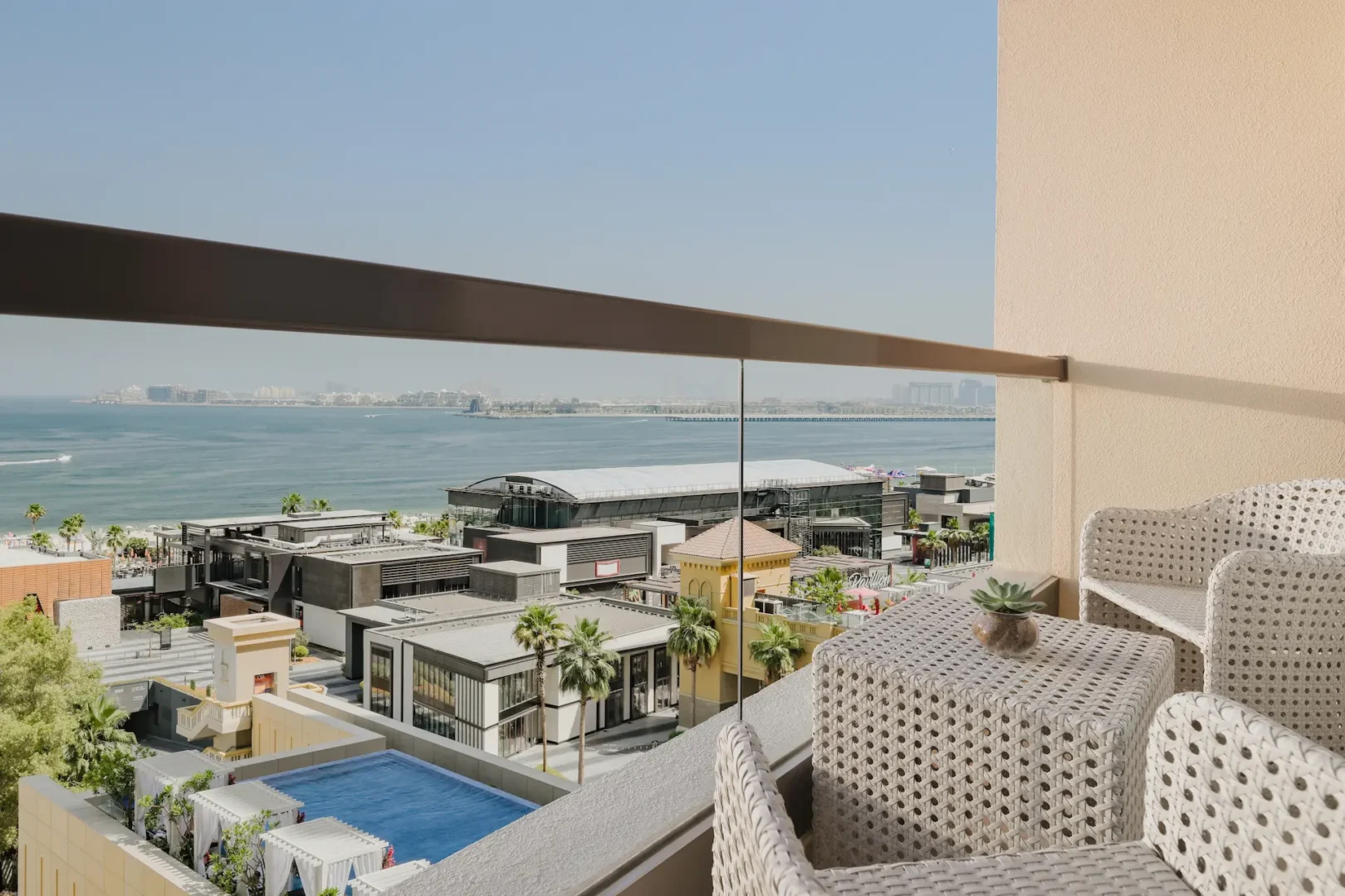 alternative view of sea view room at JA Ocean View Hotel with balcony and arabian gulf outlook