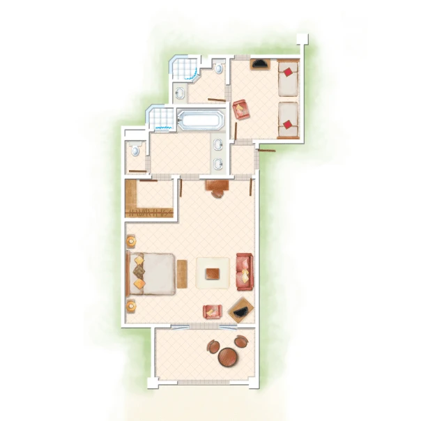 shandrani mauritius two-bedroom family apartment floor plan hotel layout