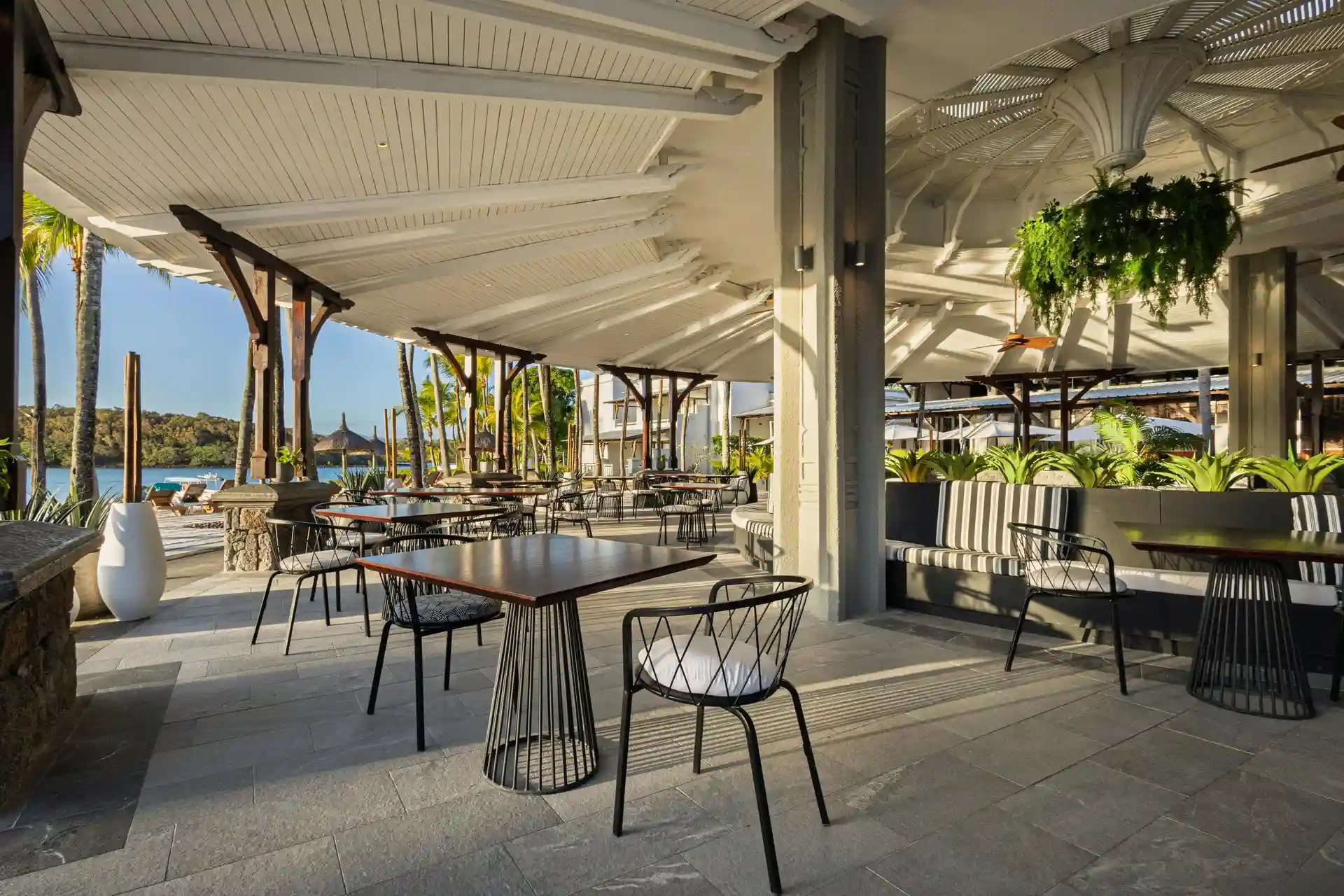 le boucanier seafood restaurant at shandrani beachcomber resort and spa with à la carte four‑course seafood tasting menu set amid tropical gardens