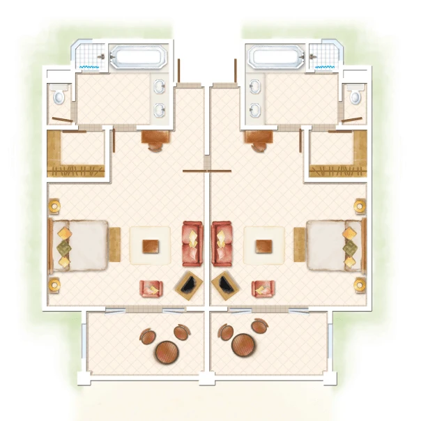 shandrani mauritius two-bedroom deluxe family apartment floor plan hotel layout