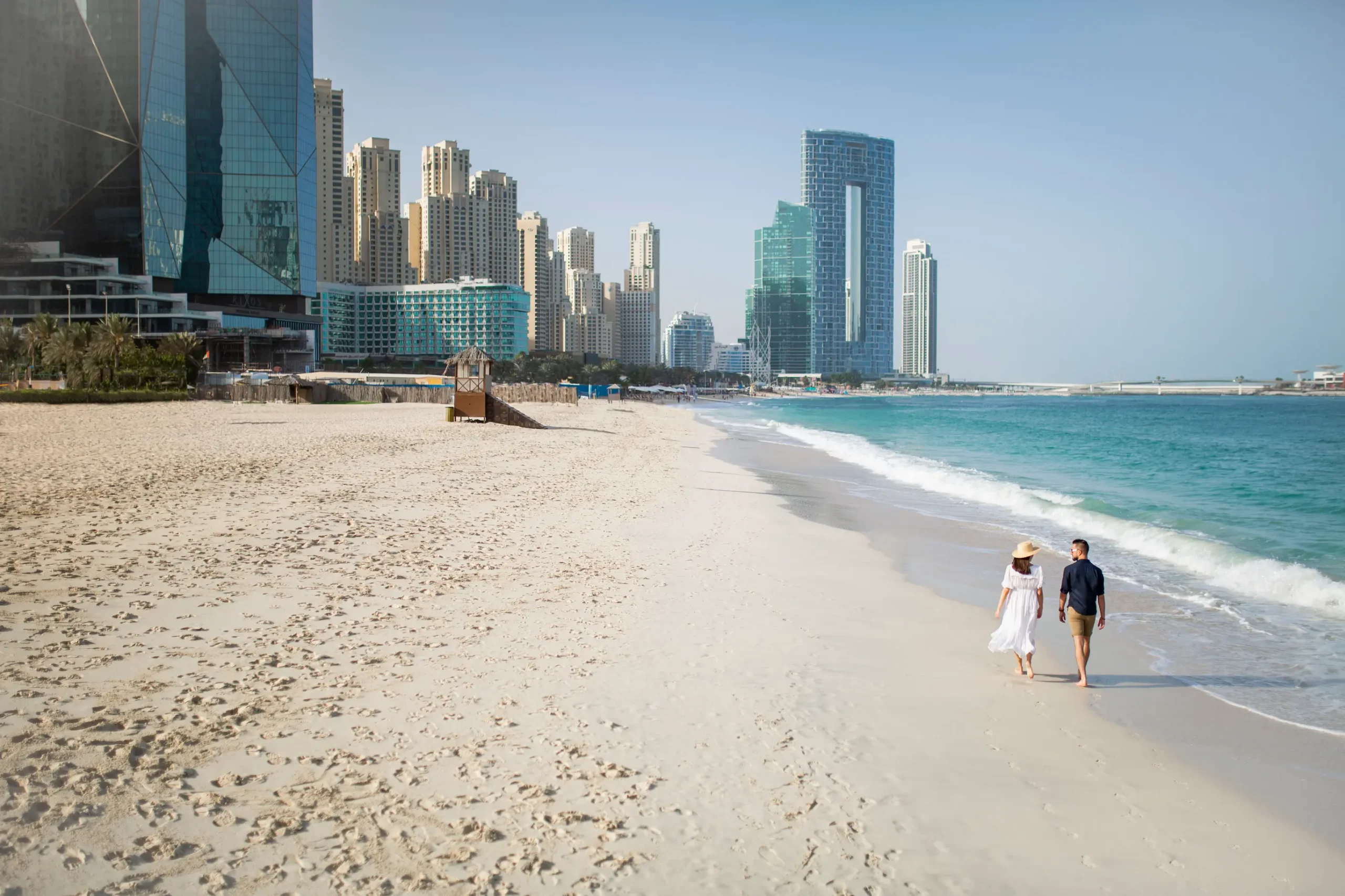 skyline view from the ritz-carlton dubai jbr featuring panoramic views of dubai marina, cityscape, and luxury beachfront hotel surroundings