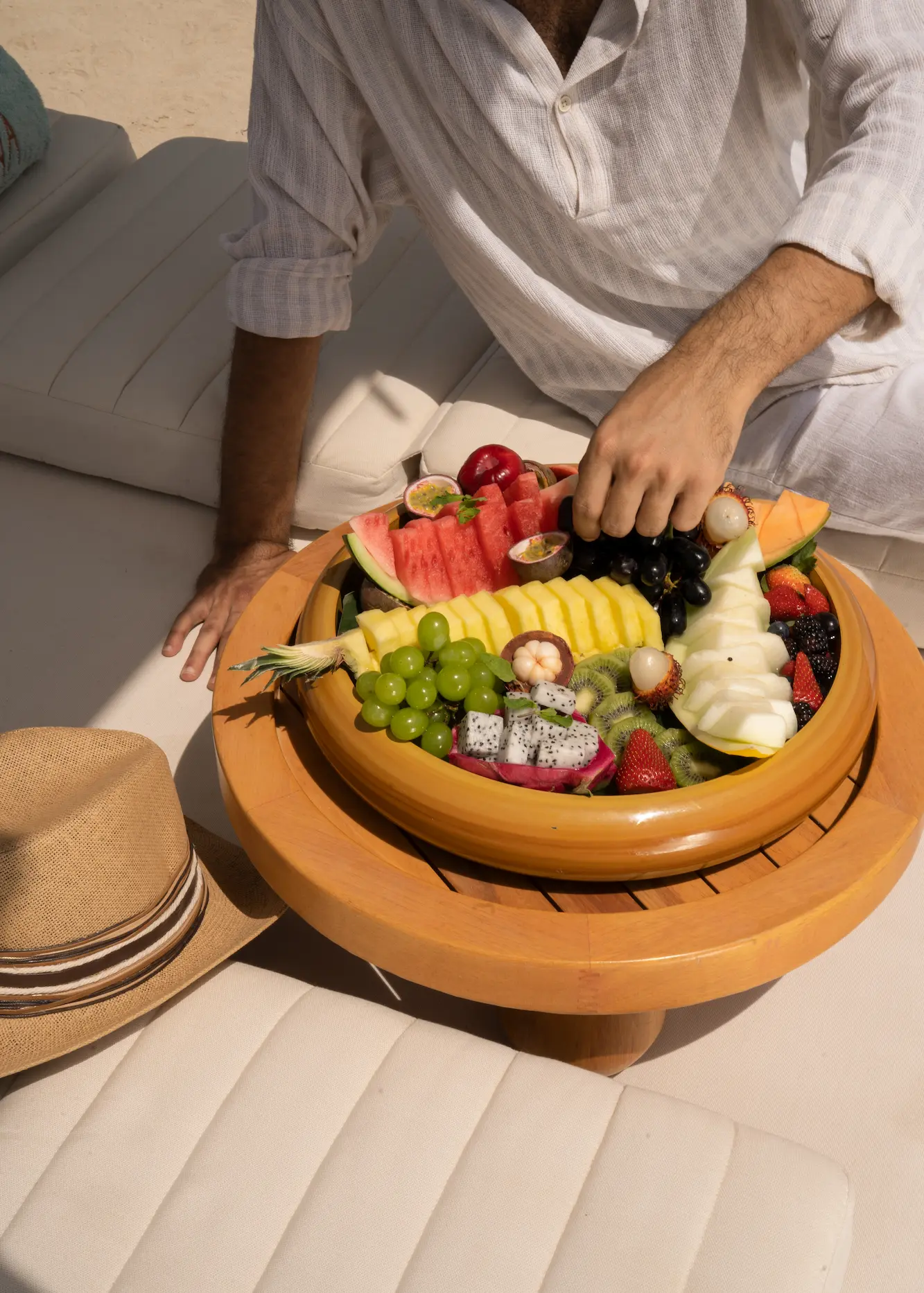 fresh fruit platter at sofitel dubai the palm with colorful seasonal fruits and elegant presentation