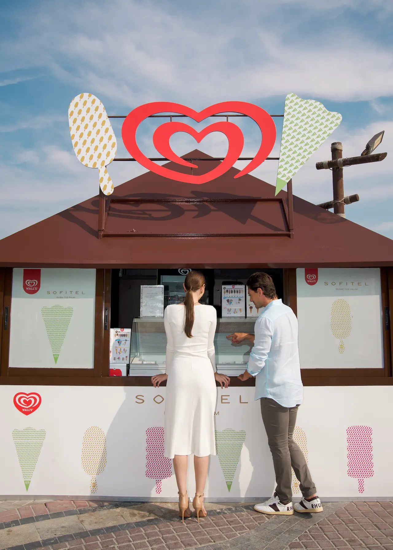ice cream kiosk at sofitel dubai the palm with colourful gelato display and casual outdoor setting
