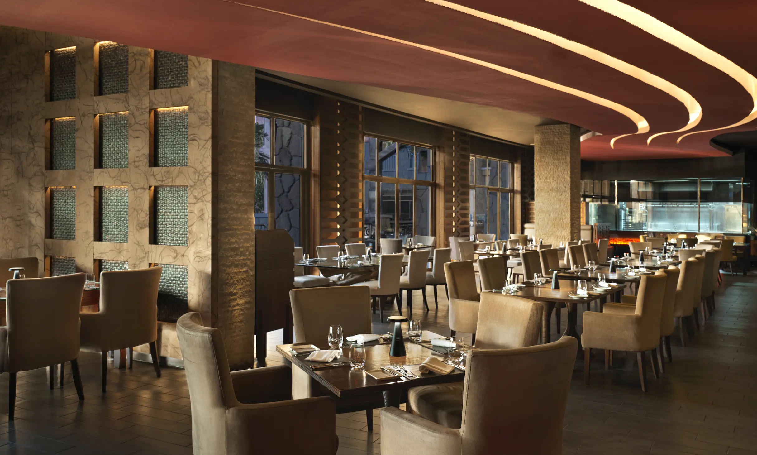 porterhouse restaurant at sofitel dubai the palm with elegant interior, steakhouse dining, and sophisticated atmosphere