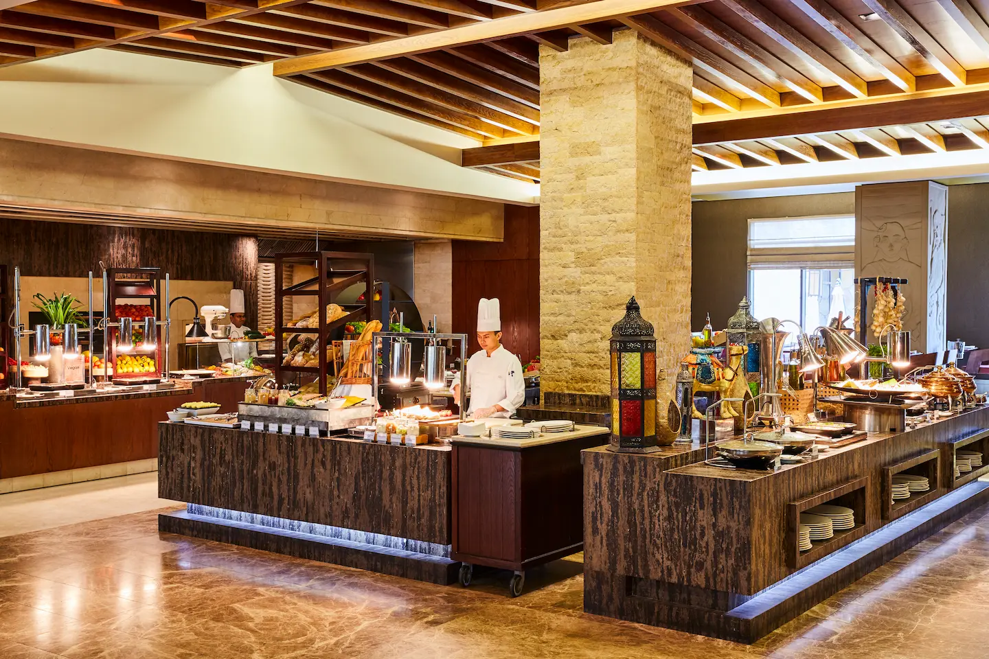 sofitel the palm dubai manava restaurant vibrant dining space with tropical inspired interiors and refined asian cuisine atmosphere