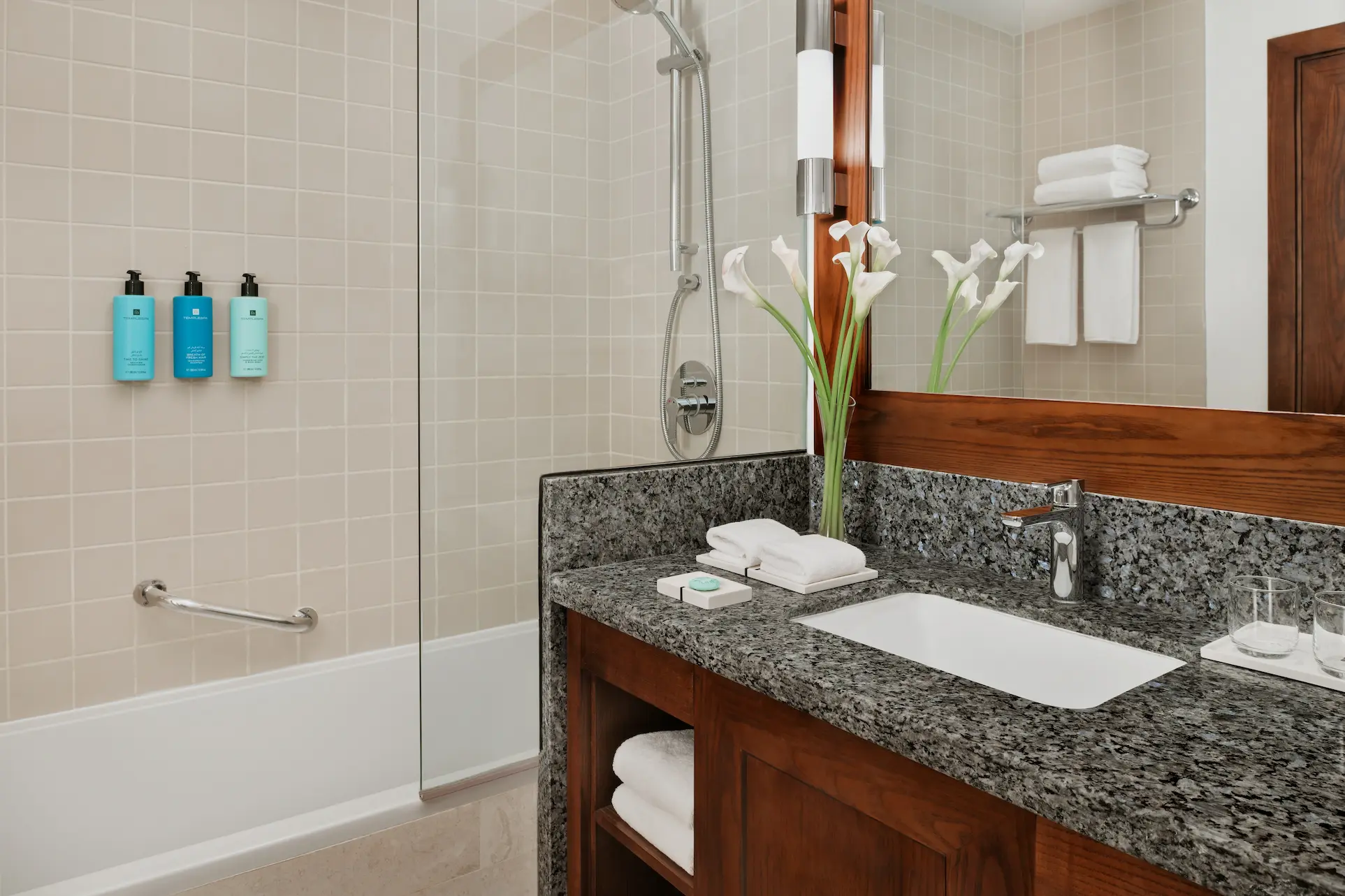 superior sea view room at ja ocean view hotel bathroom with modern fixtures and walk-in shower