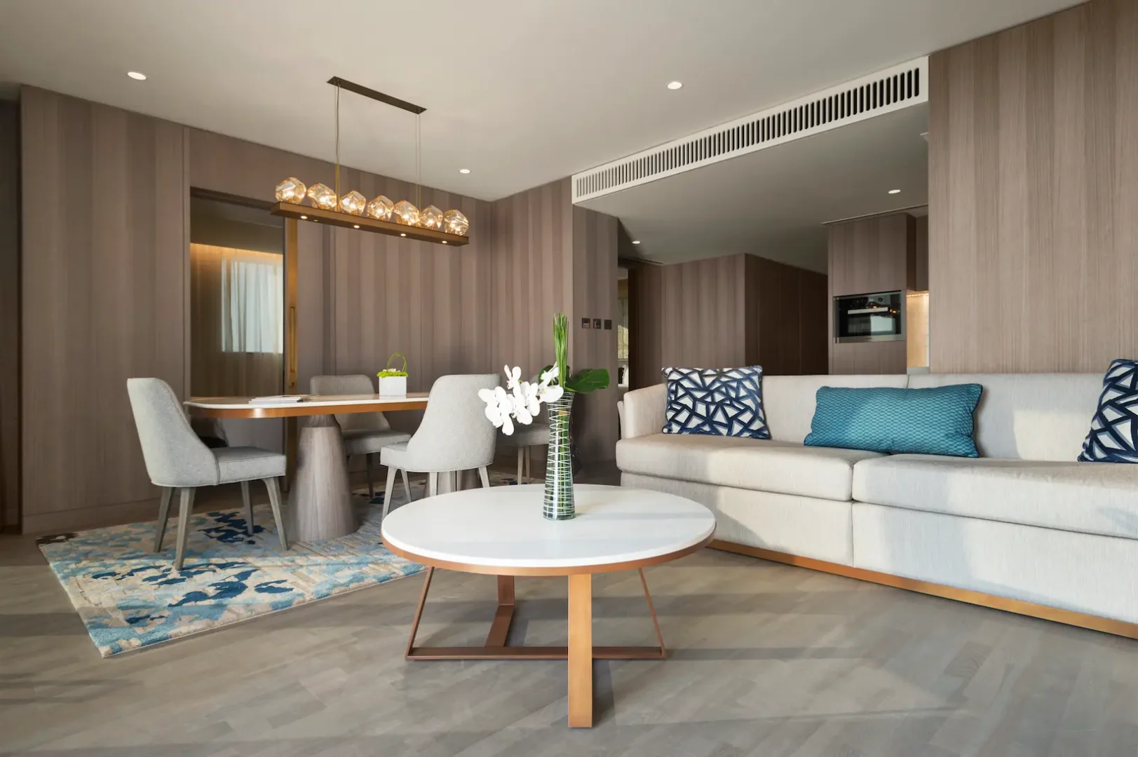three bedroom suite sofa at Jumeirah Beach Hotel with spacious interiors and modern furnishings