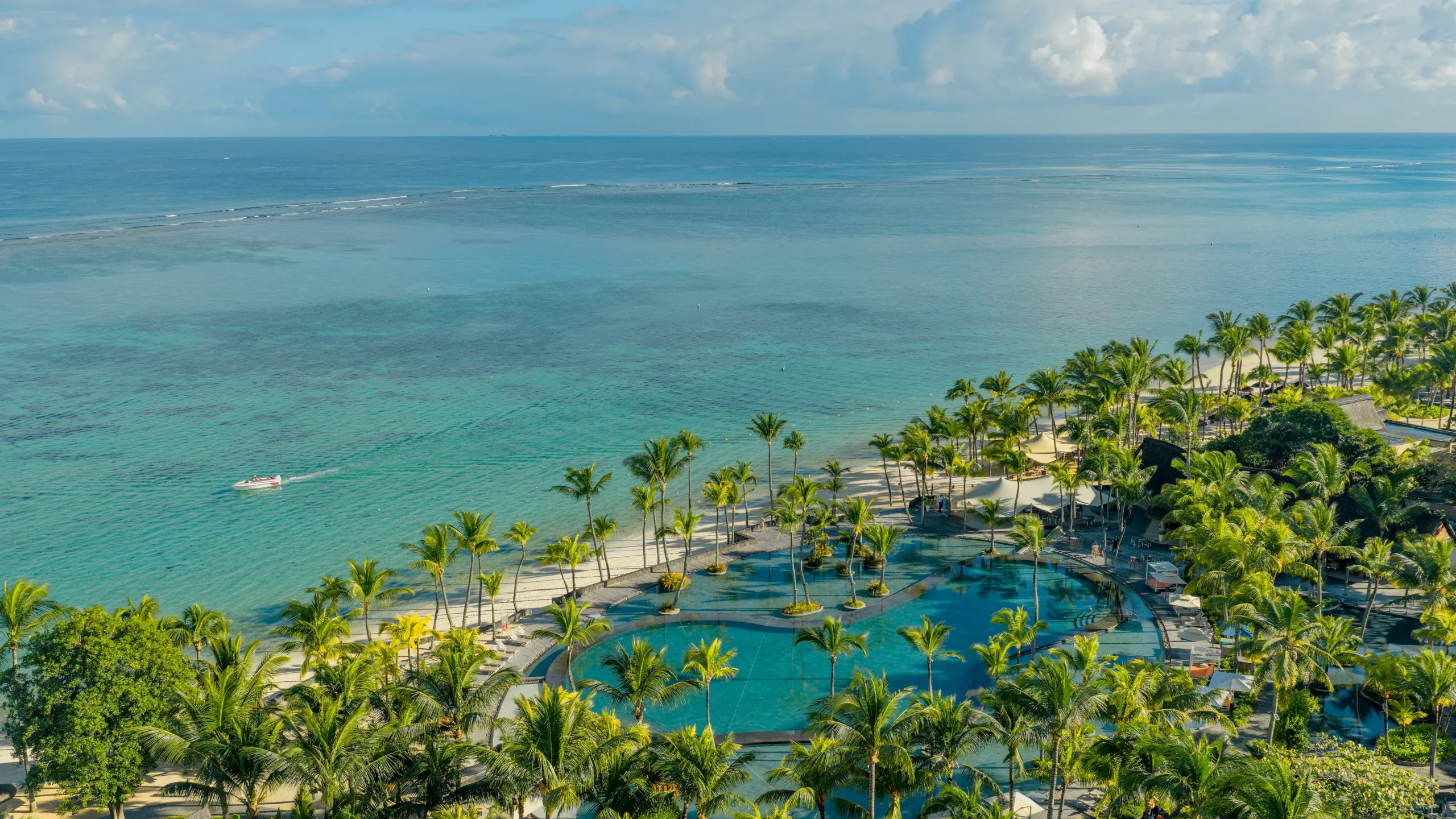 trou aux biches beachcomber mauritius aerial exterior view showcasing the resort grounds beachfront and tropical surroundings