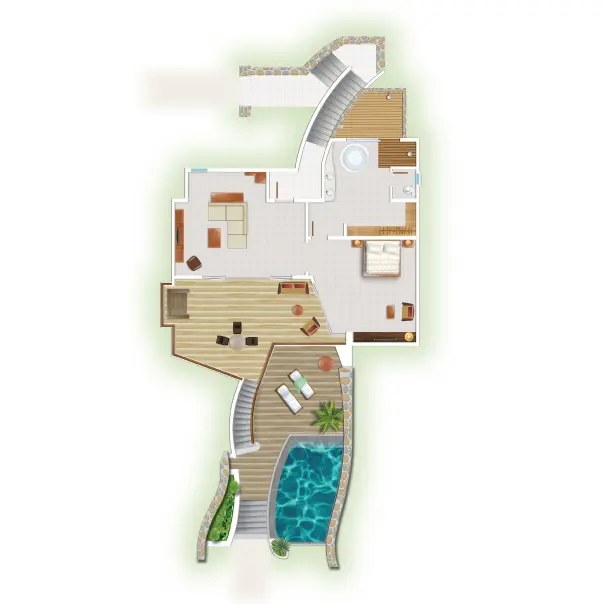 trou aux biches beachfront senior suite with pool floor plan