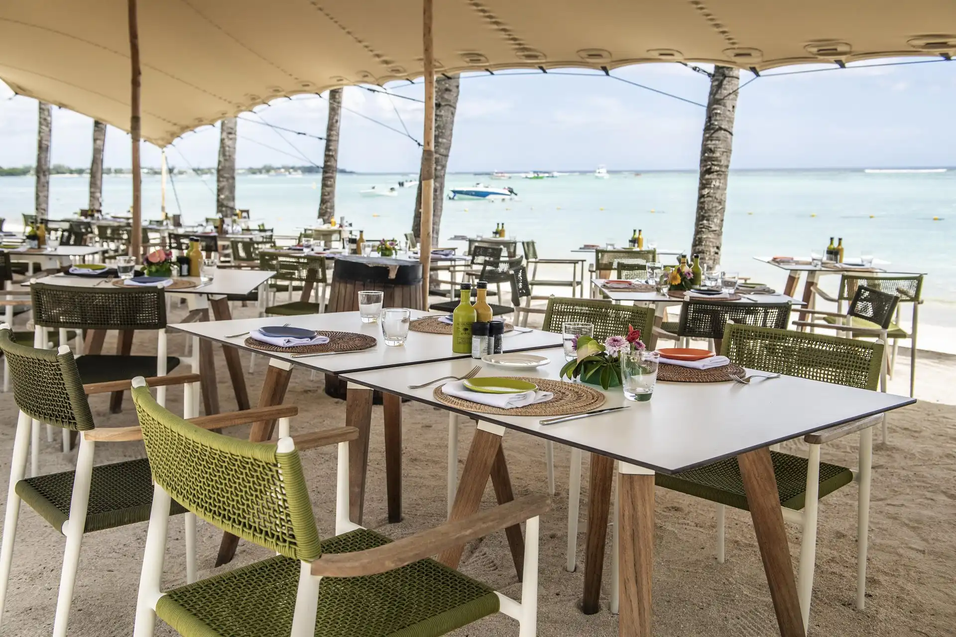 Trou aux Biches Beach in Mauritius with white sand and turquoise lagoon