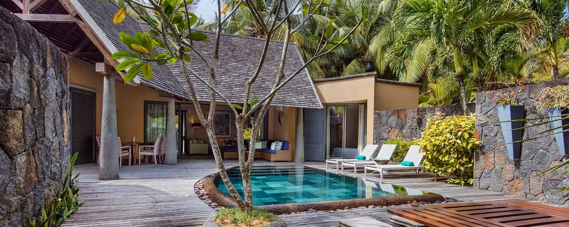 trou aux biches two bedroom villa courtyard