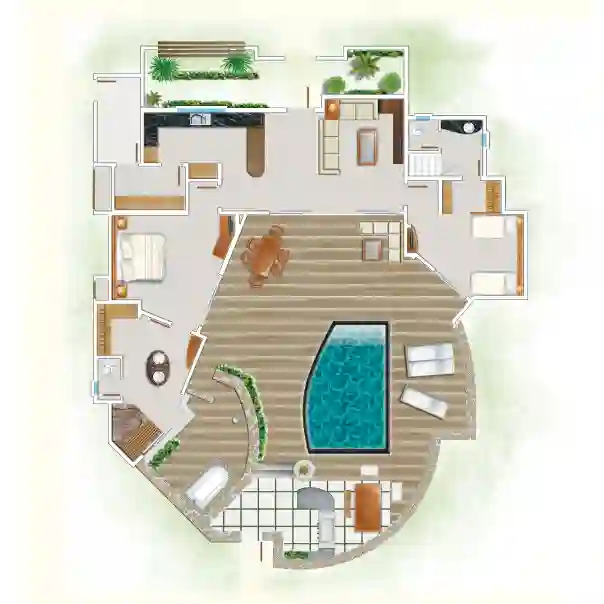 trou aux biches villa two rooms floor plan
