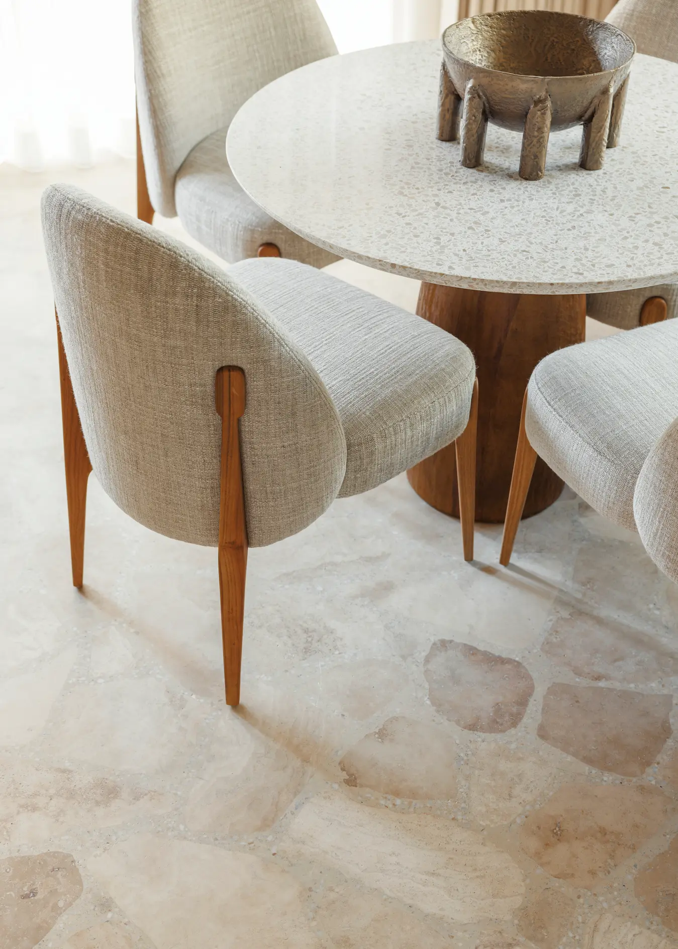 detail of dining table in two bedroom al bahar villa at Jumeirah Beach Hotel with modern furnishings and elegant villa décor