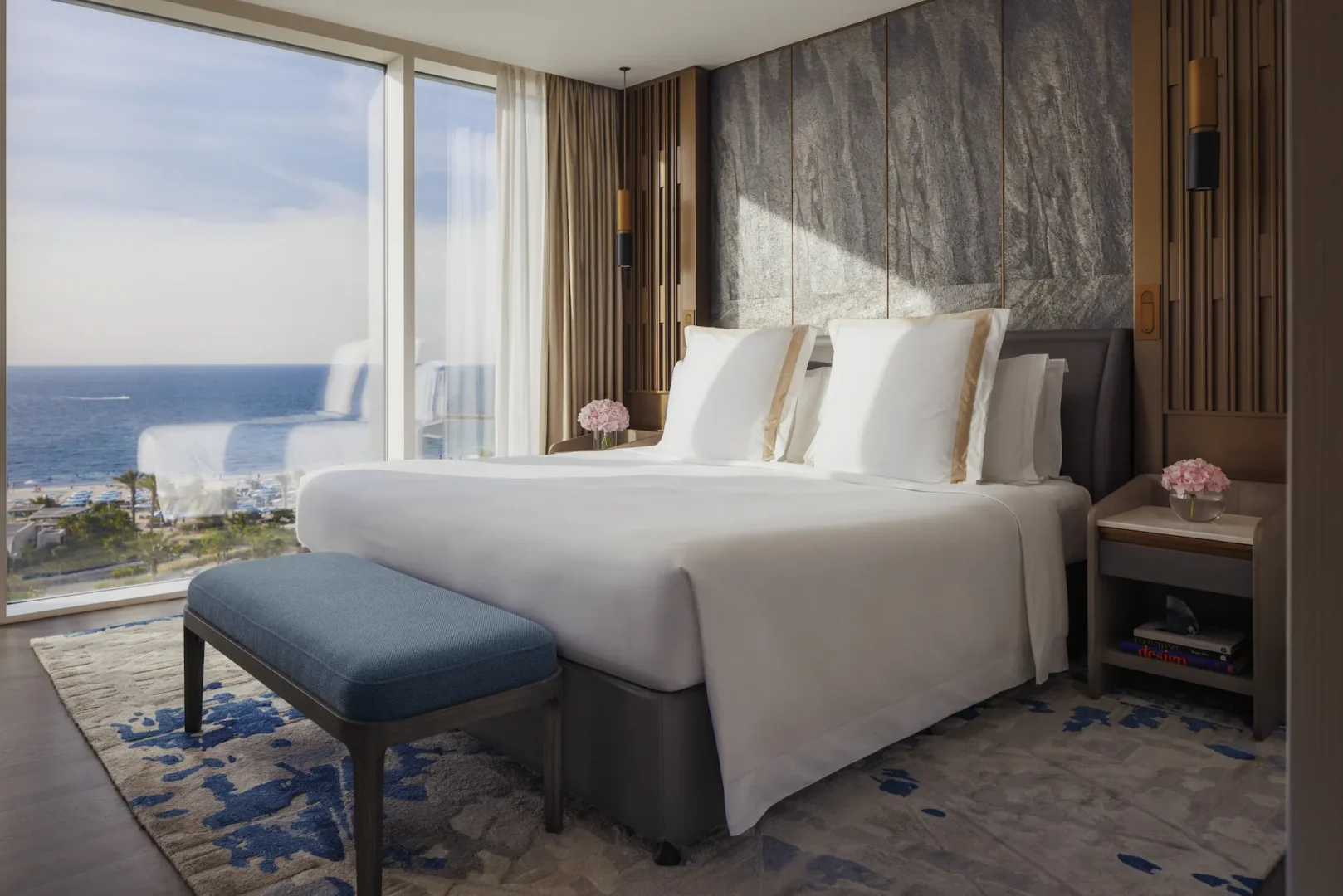 second bedroom in two bedroom suite at Jumeirah Beach Hotel with twin/king beds and contemporary interiors
