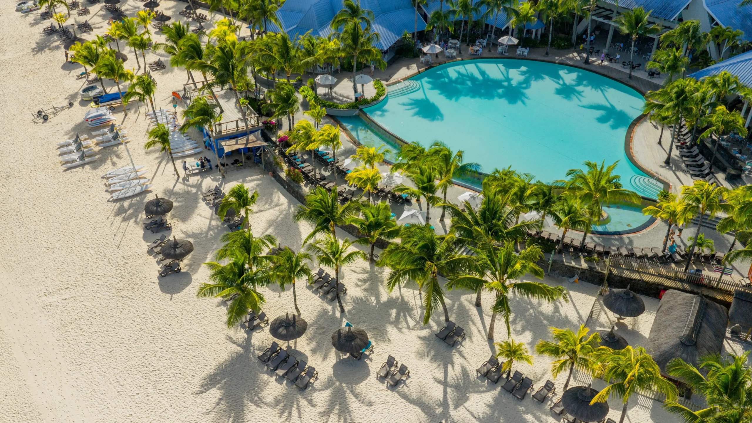 victoria beachcomber mauritius aerial main pool with lagoon view