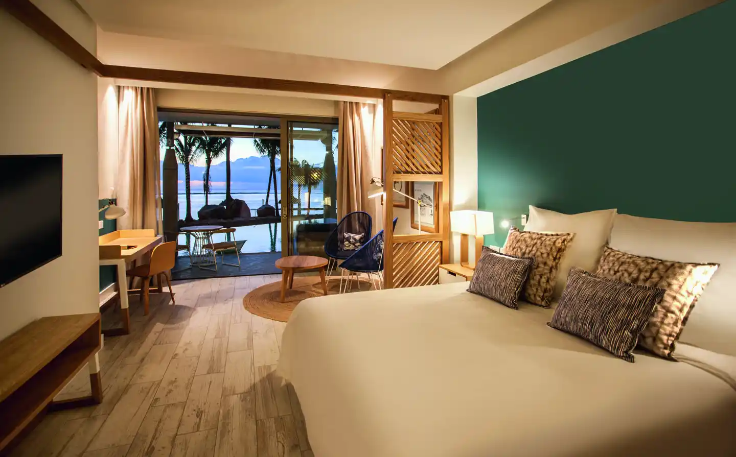 victoria mauritius victoria for two swim-up room bedroom hotel interior luxury stay