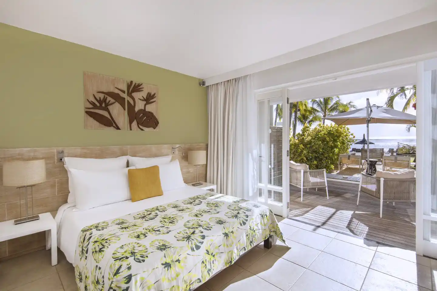 victoria mauritius junior suite bedroom with terrace hotel interior view