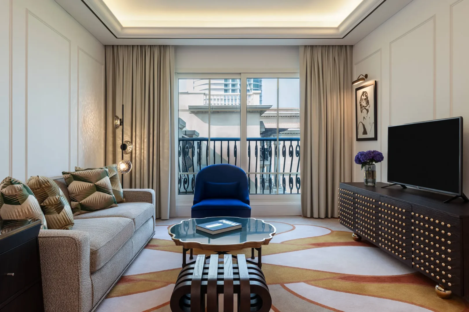 westin club suite skyline view living room at the westin dubai mina seyahi with spacious seating area and panoramic dubai skyline views
