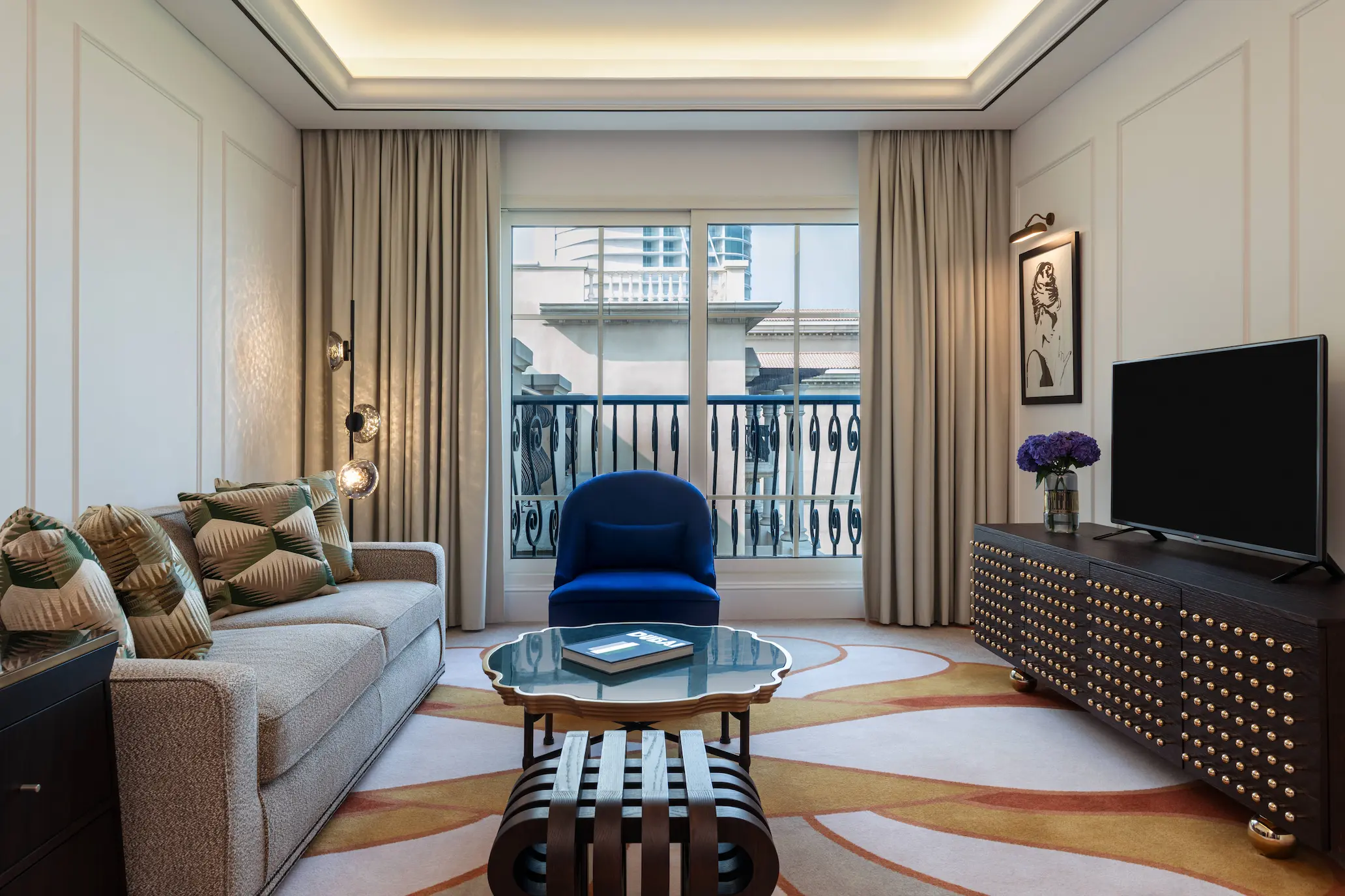 westin club suite skyline view living room at the westin dubai mina seyahi with spacious seating area and panoramic dubai skyline views