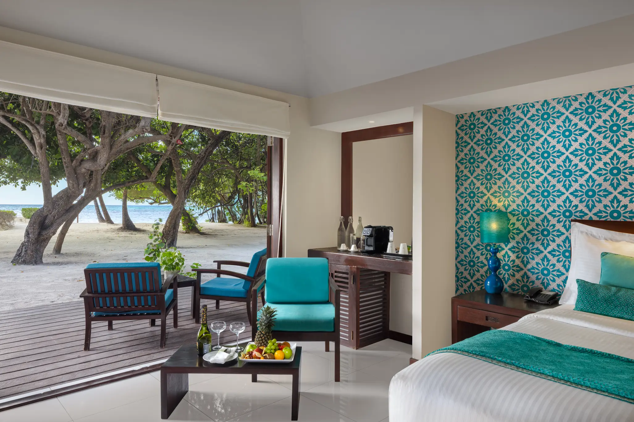 family beach villa interior haven at adaaran select hudhuranfushi maldives