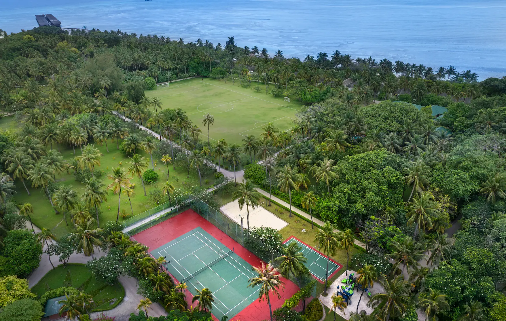 sports complex aerial overview at adaaran select hudhuranfushi maldives